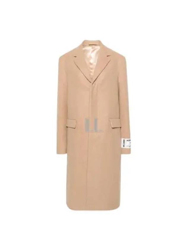 Logo Label Wool Single Coat Camel Beige - ACNE STUDIOS - BALAAN 2