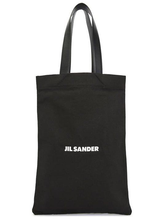 Logo Print Large Cotton Tote Bag Black - JIL SANDER - BALAAN 2