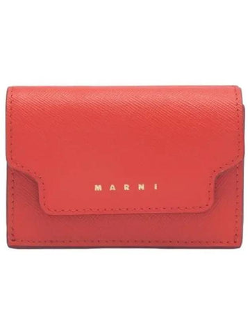 Saffiano Leather Short Wallet Indian Orange - MARNI - BALAAN 1