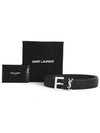 Grained Leather Silver Monogram Belt Black - SAINT LAURENT - BALAAN 4