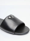 Logo Leather Slide Slippers Black - PRADA - BALAAN 3