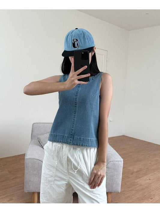 AU Australia BIG OL Tank Top ST1L0461 Mid Blue Denim WOMENS - STUSSY - BALAAN 1