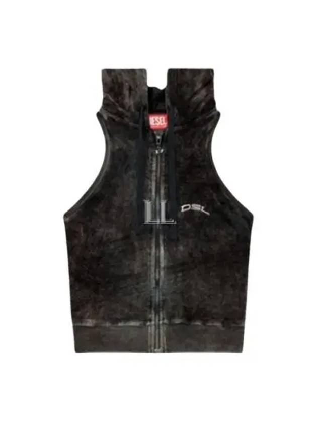 T Crity N1 Crystal Logo Sleeveless Zip-Up Hoodie Black - DIESEL - BALAAN 2