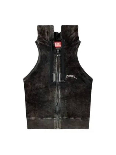 T Crity N1 Crystal Logo Sleeveless Zip-Up Hoodie Black - DIESEL - BALAAN 2