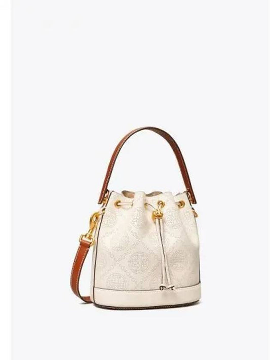 Monogram perforated bucket bag tote ivory domestic product - TORY BURCH - BALAAN 1