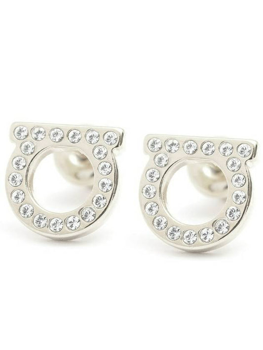 Gancini Crystal Small Earrings Silver - SALVATORE FERRAGAMO - BALAAN 2