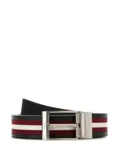 Two Tone Leather Belt Black - BALLY - BALAAN 1