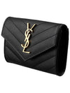 Monogram Envelope Small Half Wallet Black Gold - SAINT LAURENT - BALAAN 4