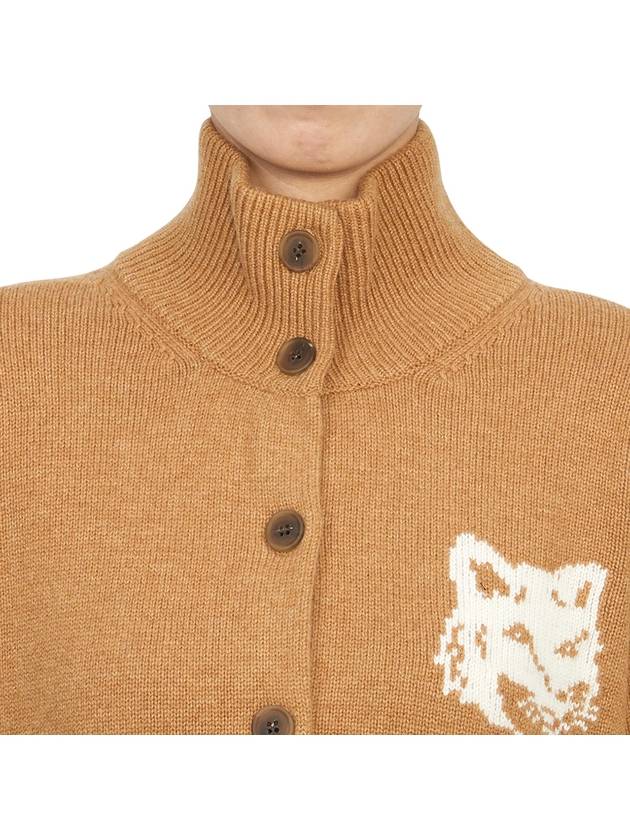 Fox Head Intarsia High Neck Cardigan Sequoia - MAISON KITSUNE - BALAAN 7