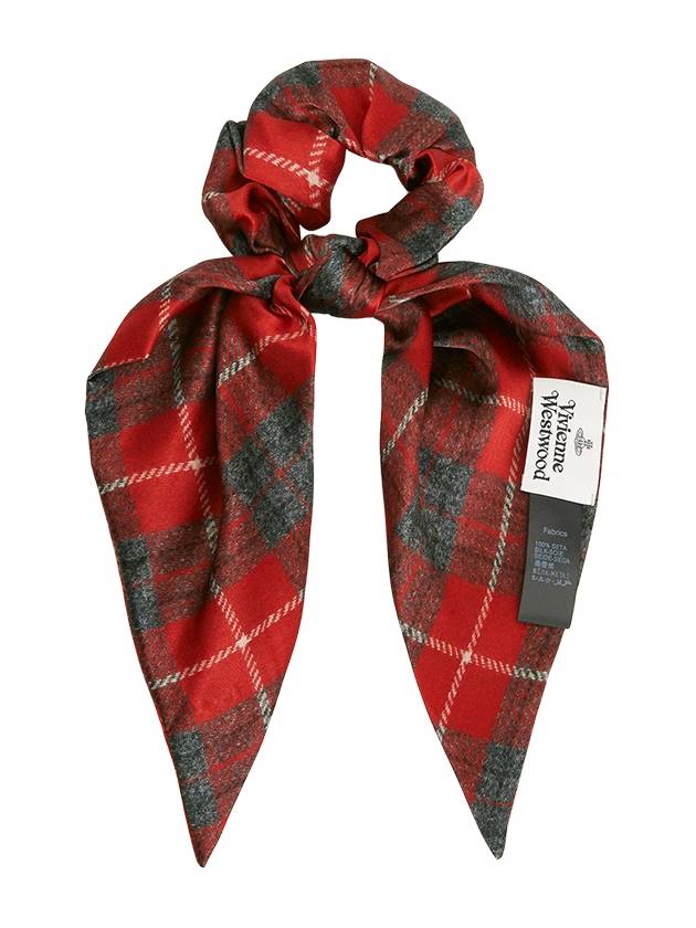 Women's Tartan Check Silk Scrunchy Red - VIVIENNE WESTWOOD - BALAAN 3