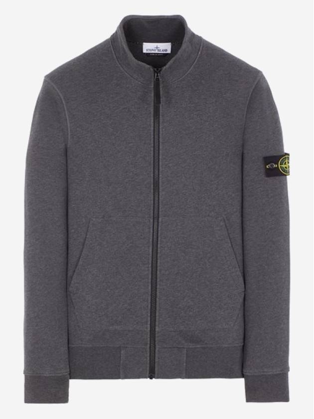 Wappen Patch Cotton Fleece Zip-up Jacket Dark Grey Melange - STONE ISLAND - BALAAN 2