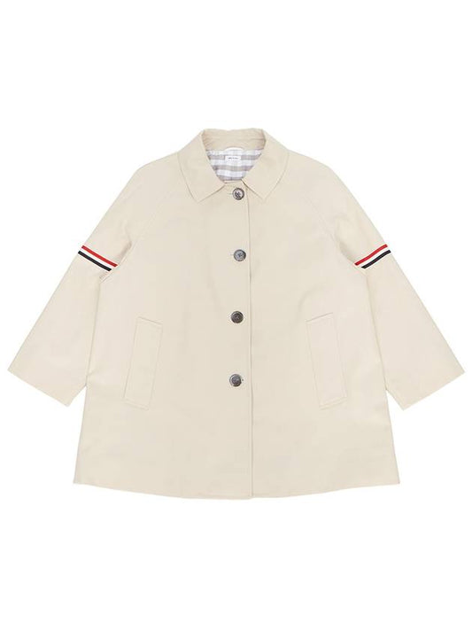 Waterproof Cotton Twill Striped Armband Cropped Car Coat Khaki - THOM BROWNE - BALAAN 2