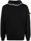 Garment Dyed Cotton Stretch Fleece Hoodie Black - STONE ISLAND - BALAAN 2