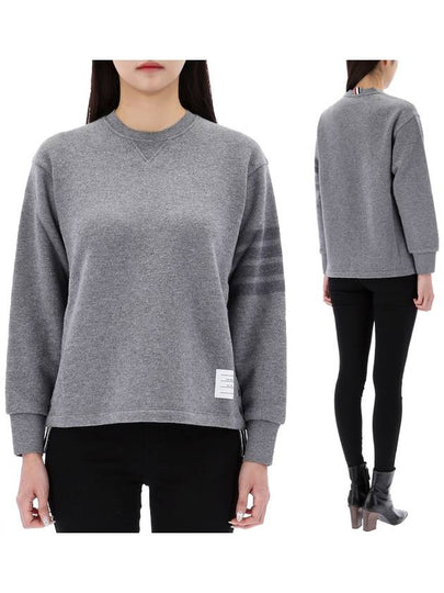 Women's Virgin Wool Loopback 4 Bar Crewneck Sweatshirt Grey - THOM BROWNE - BALAAN 2