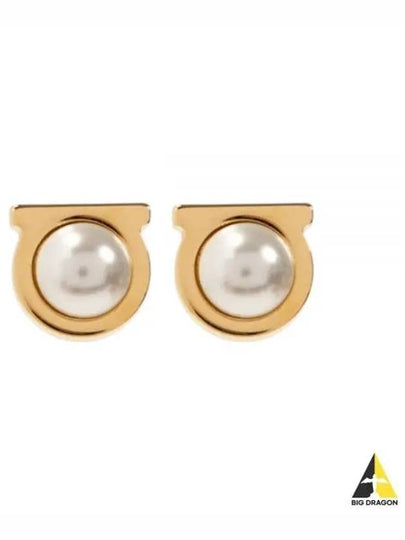 Gancini pearl earrings gold - SALVATORE FERRAGAMO - BALAAN 2