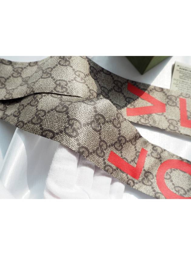 GG LOVE logo twilly silk scarf beige 681909 - GUCCI - BALAAN 7