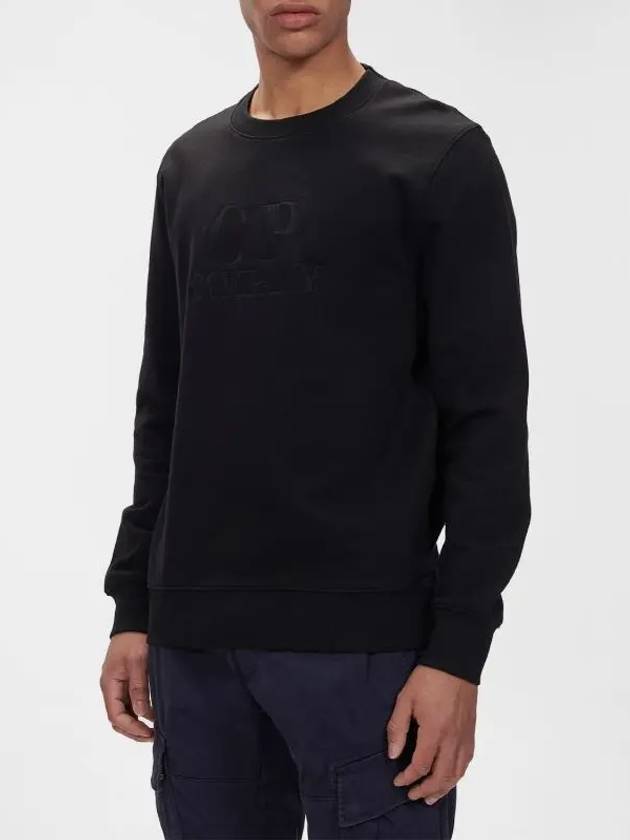 Diagonal Crew Neck Logo Cotton Sweatshirt Black - CP COMPANY - BALAAN 2