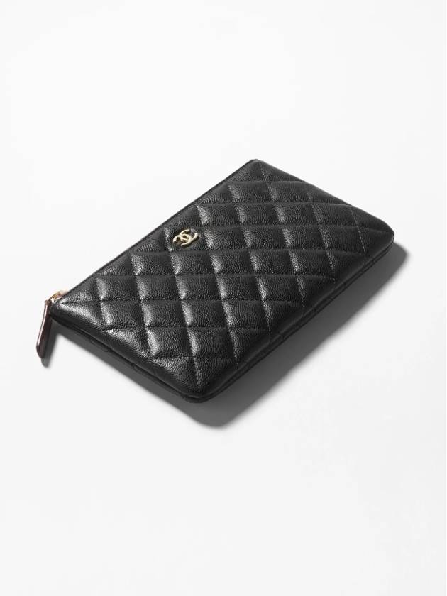 Classic Small Caviar Gold Pouch Bag Black - CHANEL - BALAAN 3