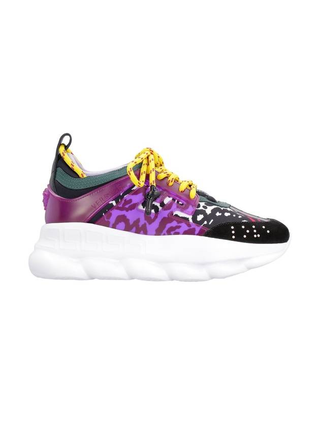 Chain Reaction Leopard Low Top Sneakers Purple Black - VERSACE - BALAAN 1