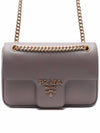 Saffiano Leather Chain Shoulder Bag Grey - PRADA - BALAAN 3