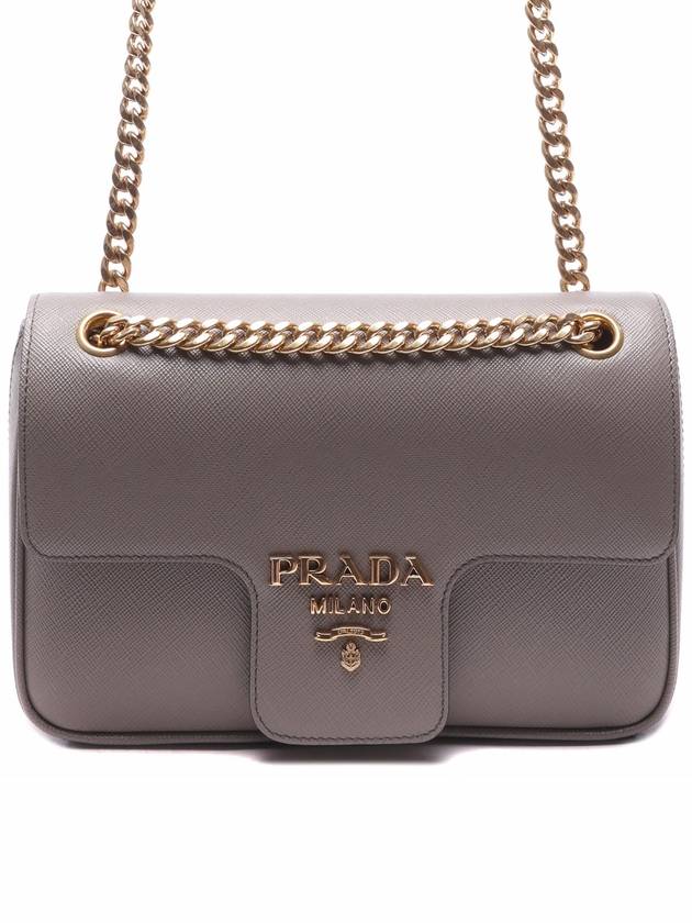 Saffiano Leather Chain Shoulder Bag Grey - PRADA - BALAAN 2