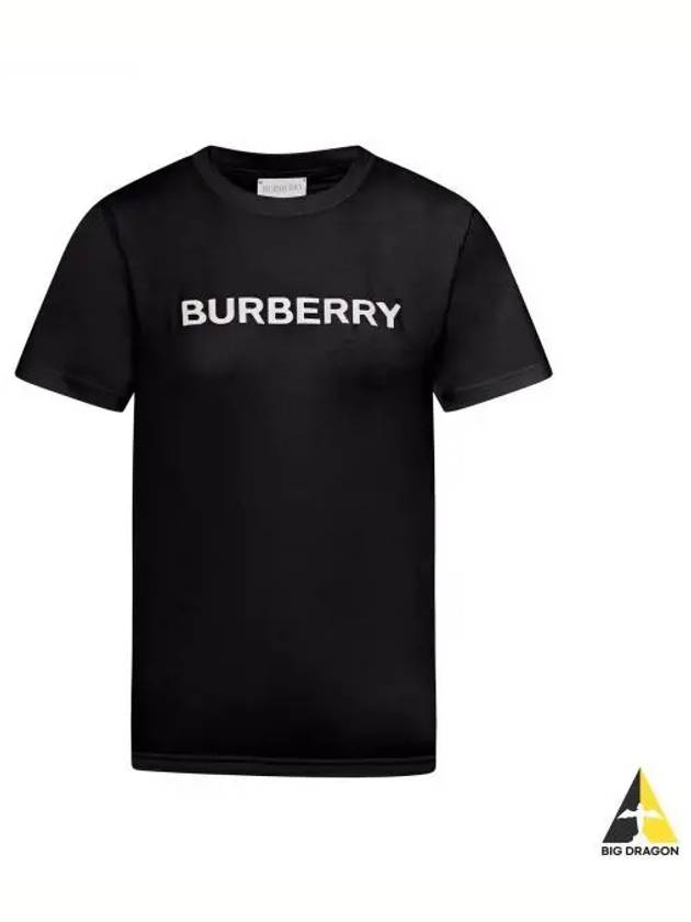 Logo Print Crew Neck Cotton Short Sleeve T-Shirt Black - BURBERRY - BALAAN 2