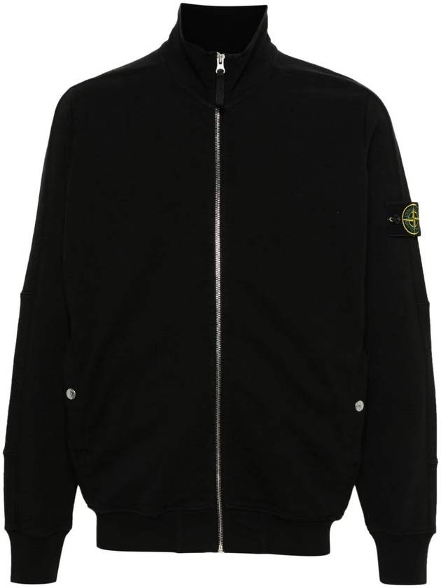 Cotton Zip-Up Jacket Black - STONE ISLAND - BALAAN 2