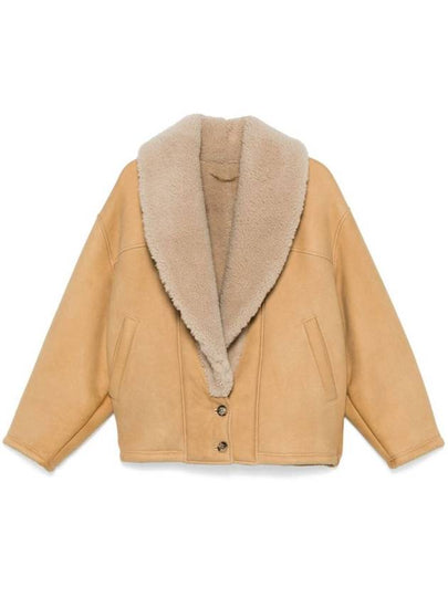 Wide shearling shawl collar sheepskin jacket brown - GOLDEN GOOSE - BALAAN 2