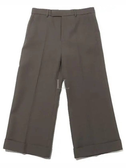 Textured Gabardine Cropped Straight Pants Brown - GUCCI - BALAAN 2