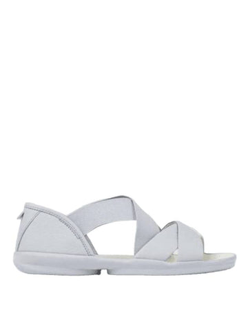 Right Leather Cross Strap Sandals Grey - CAMPER - BALAAN 1