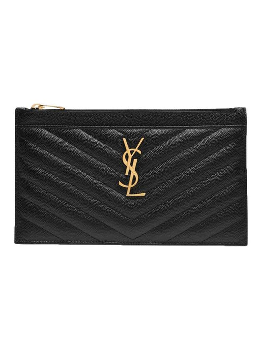 Monogram Quilted Clutch Bag Black - SAINT LAURENT - BALAAN 1