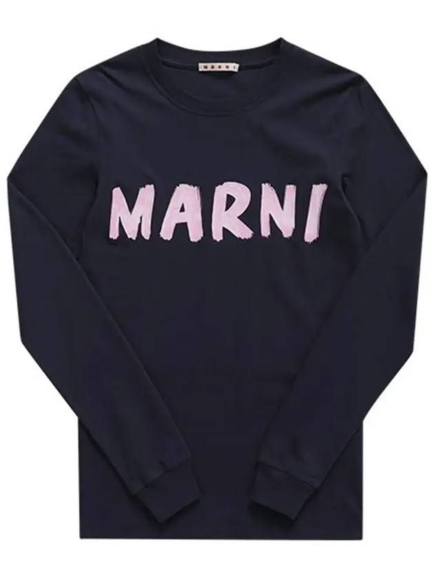 Logo Long Sleeve T-Shirt Navy - MARNI - BALAAN 5