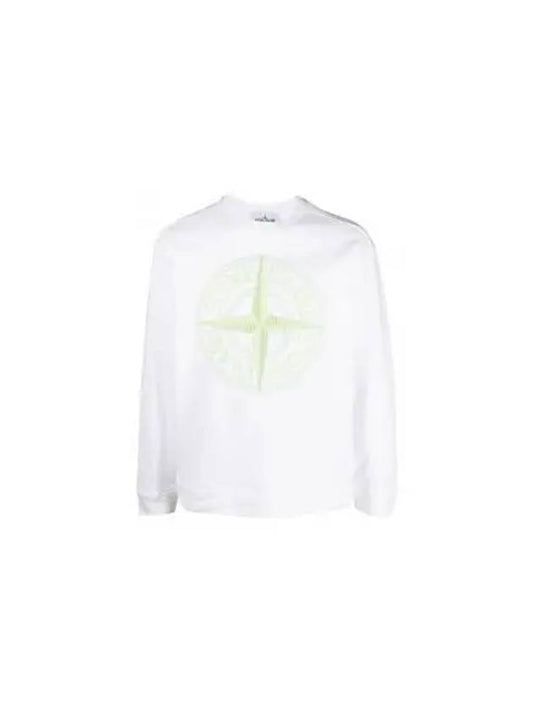 Garment Dyed Stitches Four Print Crewneck Sweatshirt White - STONE ISLAND - BALAAN 2
