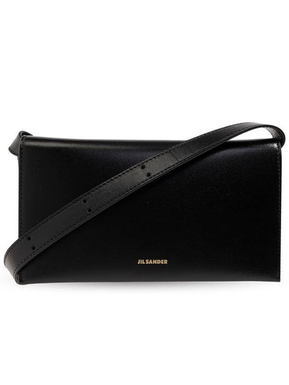 Logo Print Leather Shoulder Bag Black - JIL SANDER - BALAAN 2