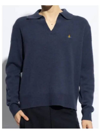 Football Polo Wool Knit Top Navy - VIVIENNE WESTWOOD - BALAAN 2