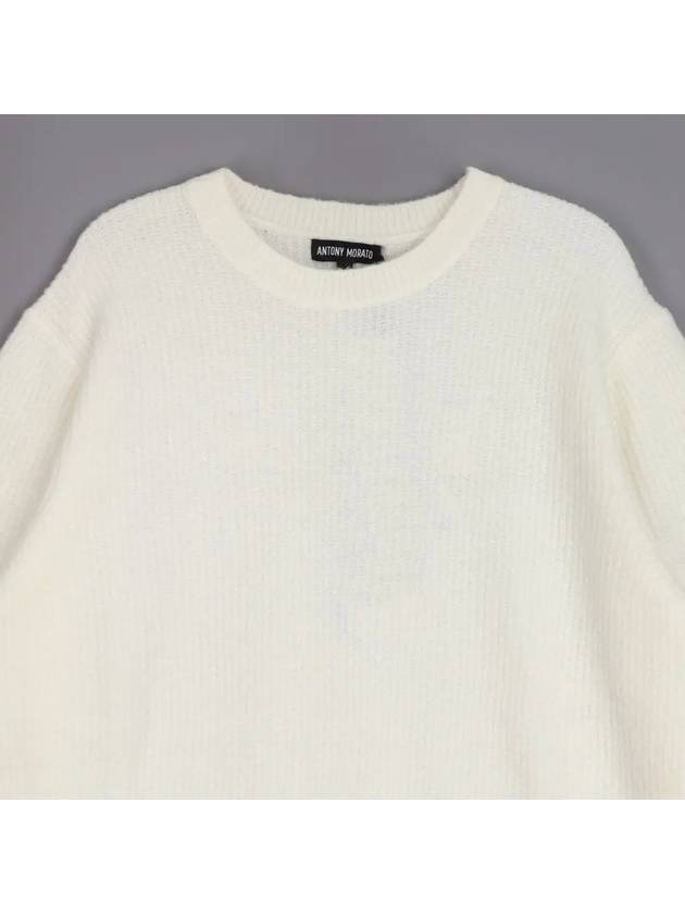 Men's slim fit white round wool knit ANIT104 - IKALOOOK - BALAAN 3