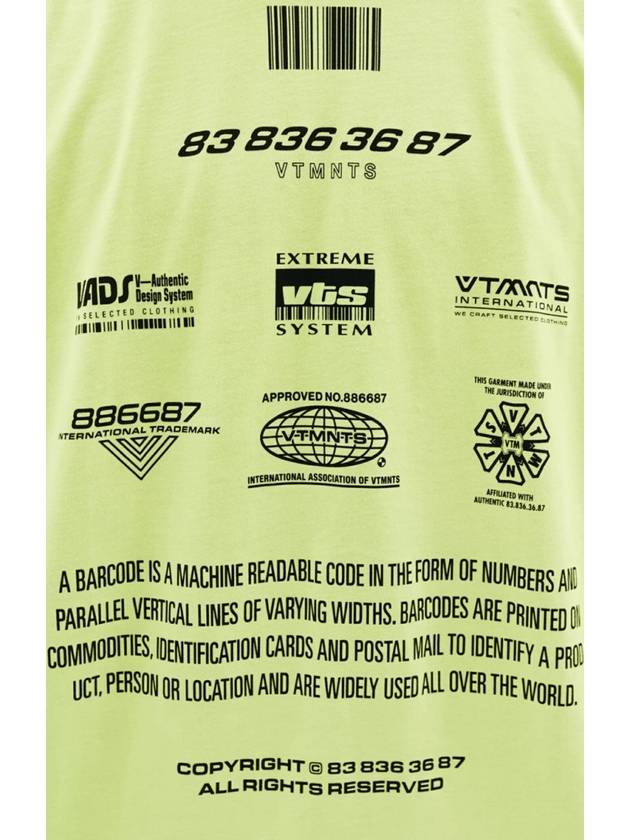 Barcode Logo Play Short Sleeve T-Shirt Neon - VETEMENTS - BALAAN 7