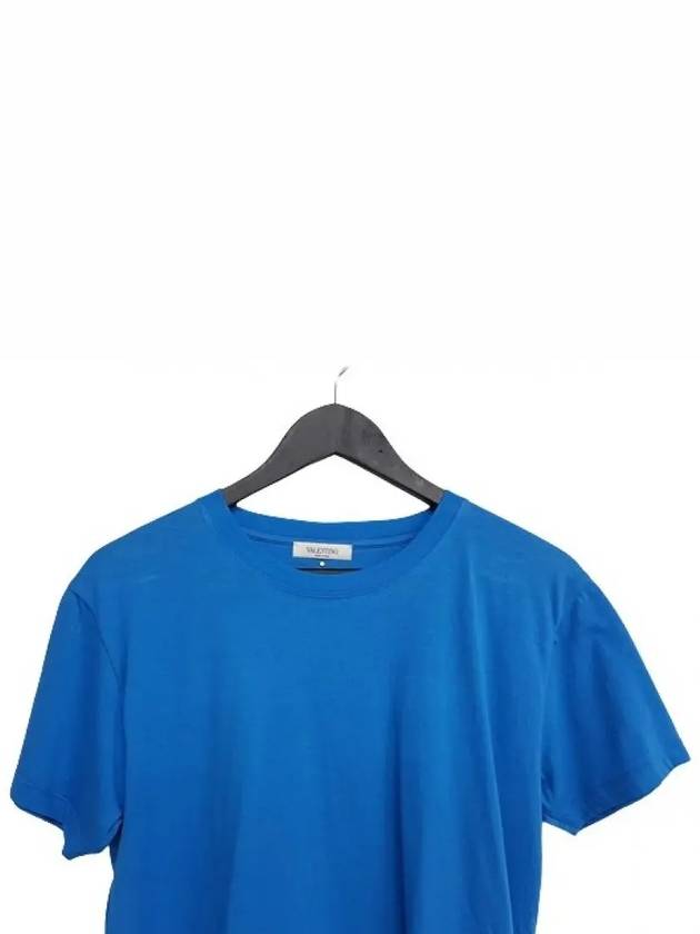 Studded Crew Neck Cotton Short Sleeve T-shirt Blue - VALENTINO - BALAAN 5