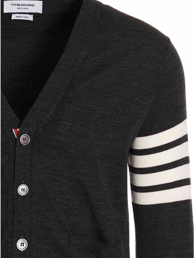 Men's Sustainable Classic Diagonal Wool Cardigan Dark Grey - THOM BROWNE - BALAAN 5