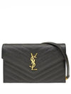 Women's Logo Envelope Chain Long Wallet Black - SAINT LAURENT - BALAAN 2