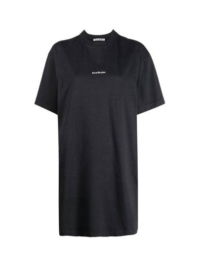 Logo Cotton T-Shirt Short Dress Black - ACNE STUDIOS - BALAAN 2