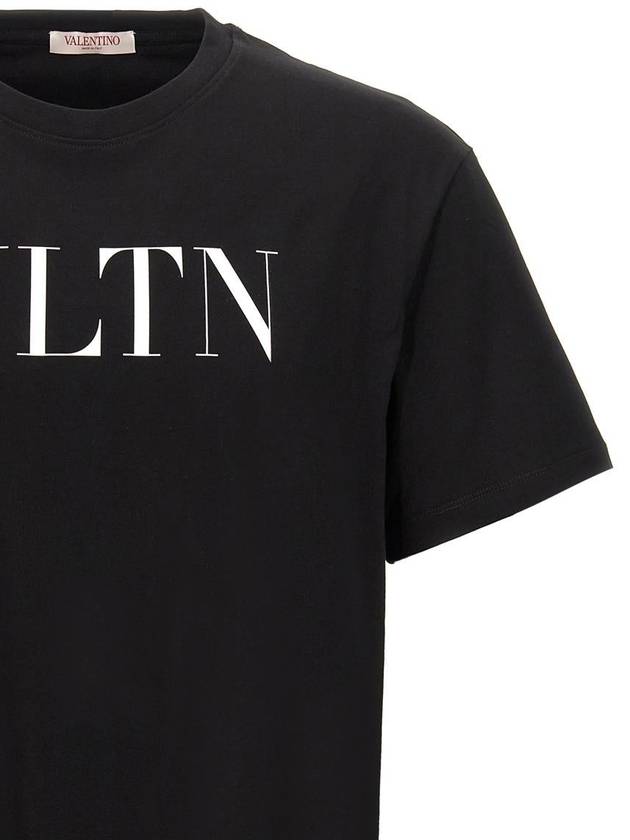 Crew Neck Logo Print Short Sleeve T-Shirt Black - VALENTINO - BALAAN 4