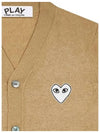 Round neck white heart emblem wool cardigan camel AX N065 - COMME DES GARCONS PLAY - BALAAN 4