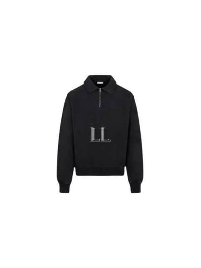 Logo Half Zip-up Oversized Long Sleeve Polo Shirt Black - DIOR - BALAAN 2