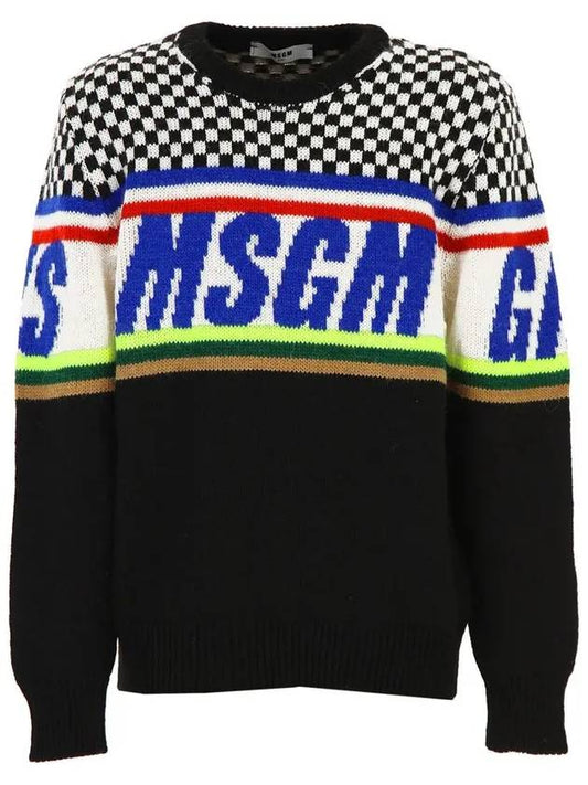 11th Anniversary Color Block Logo Check Knit Black 021375 200 - MSGM - BALAAN 2