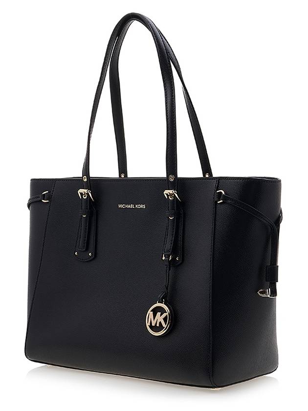 Voyager Medium Cross Grain Leather Tote Bag Black - MICHAEL KORS - BALAAN 3