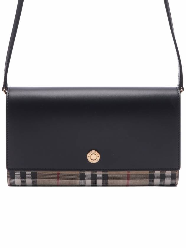 Detachable Strap Checked Leather Wallet Cross Bag Black - BURBERRY - BALAAN 3