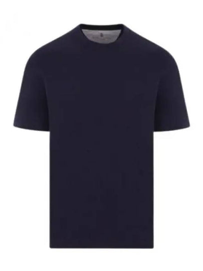 Crew Neck Short Sleeve T-Shirt Navy - BRUNELLO CUCINELLI - BALAAN 2