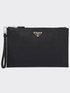 Saffiano Leather Clutch Bag Black - PRADA - BALAAN 3