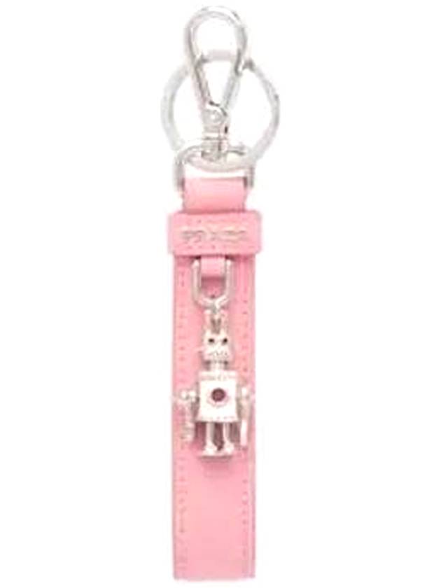Saffiano Leather Keychain Petal Pink - PRADA - BALAAN 1